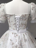 A-Line Tulle Sequin Long Prom Dress, Gray Formal Evening Dresses HZ1024