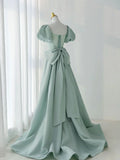Green Satin Long Prom Dresses, Green Formal Evening Dresses HZ1024