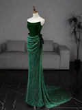 Tulle Velvet Green Long Prom Dress, Green Long Formal Dress HZ1024