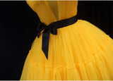 Tulle High Low Prom Dress, Yellow Formal Evening Dress HZ1024