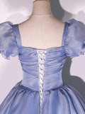 Tulle Long Prom Dress, Tulle Blue Sweet 16 Dress HZ1024