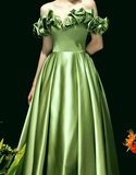 Satin Green Long Prom Dress, Green Formal Evening Dress HZ1024