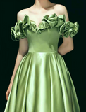 Satin Green Long Prom Dress, Green Formal Evening Dress HZ1024