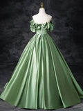Satin Green Long Prom Dress, Green Formal Evening Dress HZ1024