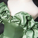 Satin Green Long Prom Dress, Green Formal Evening Dress HZ1024