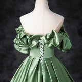 Satin Green Long Prom Dress, Green Formal Evening Dress HZ1024