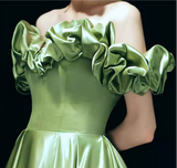 Satin Green Long Prom Dress, Green Formal Evening Dress HZ1024
