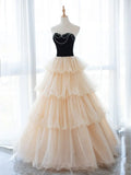 Tulle Long Prom Dress, Champagne Formal Evening Dress HZ1024