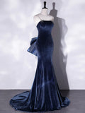 Mermaid Velvet Long Prom Dresses, Velvet Formal Evening Dresses HZ1024