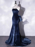 Mermaid Velvet Long Prom Dresses, Velvet Formal Evening Dresses HZ1024