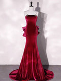 Mermaid Velvet Long Prom Dresses, Velvet Formal Evening Dresses HZ1024