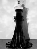 Mermaid Velvet Long Prom Dresses, Velvet Formal Evening Dresses HZ1024