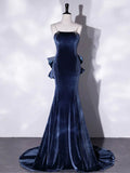 Mermaid Velvet Long Prom Dresses, Velvet Formal Evening Dresses HZ1024