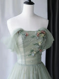 Green Tulle Long Prom Dresses, Green Formal Evening Dresses HZ1024