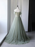 Green Tulle Long Prom Dresses, Green Formal Evening Dresses HZ1024