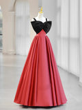 Watermelon Red Satin Long Prom Dress, Long Formal Dress HZ1024