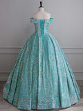 Green Velvet Sequin Long Prom Dress, Velvet Formal Dress HZ1024