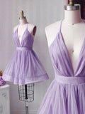 v neck black short prom dress black homecoming dress HZ1024