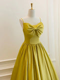yellow satin short prom dress, yellow bridesmaid dress HZ1024