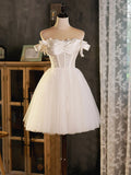 sweetheart neck tulle lace short prom dress tulle homecoming dress HZ1024