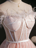 sweetheart neck tulle short prom dress pink tulle homecoming dress HZ1024