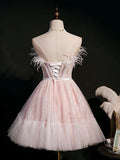 sweetheart neck tulle short prom dress pink tulle homecoming dress HZ1024