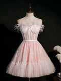sweetheart neck tulle short prom dress pink tulle homecoming dress HZ1024