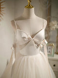A-line tulle short prom dress beige tulle homecoming dress HZ1024