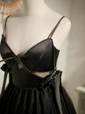A-line tulle short prom dress, black homecoming dress HZ1024