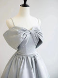 Satin Gray Long Prom Dresses, Gray Long Formal Dresses HZ1024