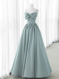 Satin Gray Long Prom Dresses, Gray Long Formal Dresses HZ1024