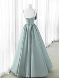 Satin Gray Long Prom Dresses, Gray Long Formal Dresses HZ1024