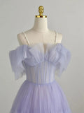 Purple Tulle Long Prom Dress, Purple Formal Dress HZ1024