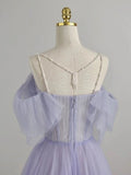 Purple Tulle Long Prom Dress, Purple Formal Dress HZ1024