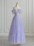 Purple Tulle Long Prom Dress, Purple Formal Dress HZ1024