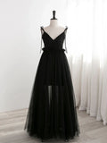Black Tulle Long Prom Dresses, Black Formal Evening Dresses HZ1024