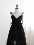 Black Tulle Long Prom Dresses, Black Formal Evening Dresses HZ1024