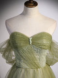 Green Long Prom Dress, Green Tulle Formal Evening Dress HZ1024