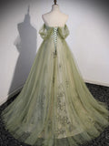 Green Long Prom Dress, Green Tulle Formal Evening Dress HZ1024