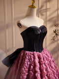Sweetheart Neck 3D Flower Pink Long Prom Dress, Pink Long Formal Dress HZ1024