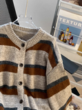 retro contrast striped cardigan HZ1024