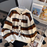 retro contrast striped cardigan HZ1024