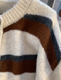 retro contrast striped cardigan HZ1024