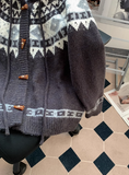 Isle Vintage Jacquard Horn Button Women's Hooded Cardigan HZ1024