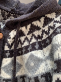 Isle Vintage Jacquard Horn Button Women's Hooded Cardigan HZ1024