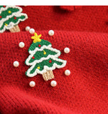 style beaded red doll collar sweater HZ1024
