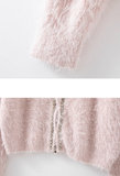 shiny silk tassel long sleeve zipper knitted sweater jacket HZ1024