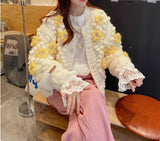 thick needle three-dimensional flower beanie sweater knitted cardigan HZ1024