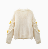 thick needle three-dimensional flower beanie sweater knitted cardigan HZ1024