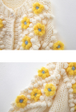thick needle three-dimensional flower beanie sweater knitted cardigan HZ1024